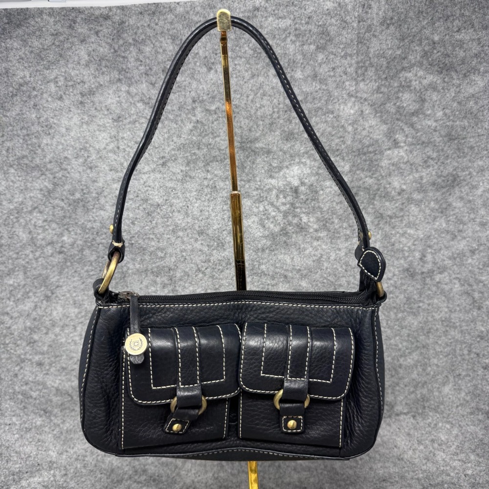 Vtg Y2k Chaps Leather Mini Satchel Shoulder Bag Handbag Preppy Academia Twee